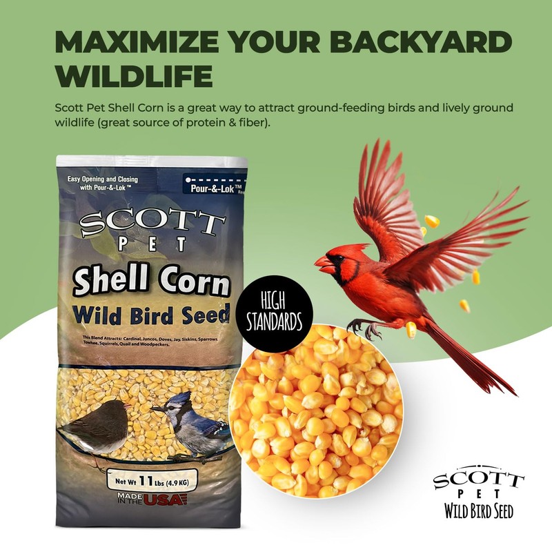 Scott Pet Wild Bird Seed, Shelled Corn, 11 lbs Bag,