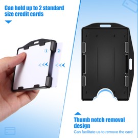 Honoson 2 Sided Badge Holder Hard Plastic Badge Holder ID Card Case Vertical and Horizontal ID Access Rigid Protectors(Black,90)