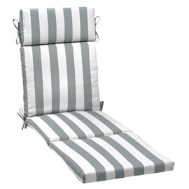 Ergonomic Design Universal Fit Thick Chaise Lounge Patio Cushions for Outdoor Furniture | All Weather Grey & White Stripes Beach Garden Swing Thick Nonslip UV Stain Fade Waterproof 72" X 21"
