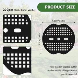 200 PCS Weed Barrier Staples Plastic Buffer Washer, Landscape Staple Stakes Gaskets, Yard Pins Gasket for Weed Barrier Fabric, Ideal for Gardens, Greenhouses, Lawns(Black)