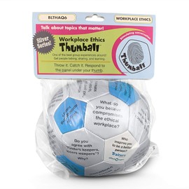 Trainers Warehouse Workplace Ethics Thumball Conversation Starter - 6" Blue Training Tool Game | Team Building Activity - Explore Ethical Guidelines | 32 Prompts
