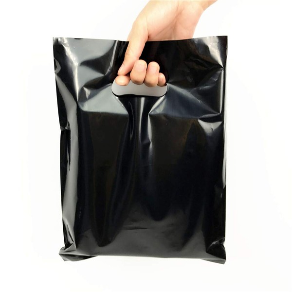 SES.CO 9x12" Small Black Plastic Merchandise Bags,Retail Shopping Carry Out