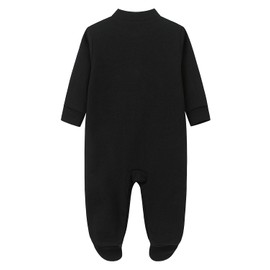BINIDUCKLING Baby Boys Girls Snap-Up Sleepsuit, Cotton Baby Footed Pajamas - Long Sleeve Baby Grows Sleepwear for 0-3 Months, Black and White