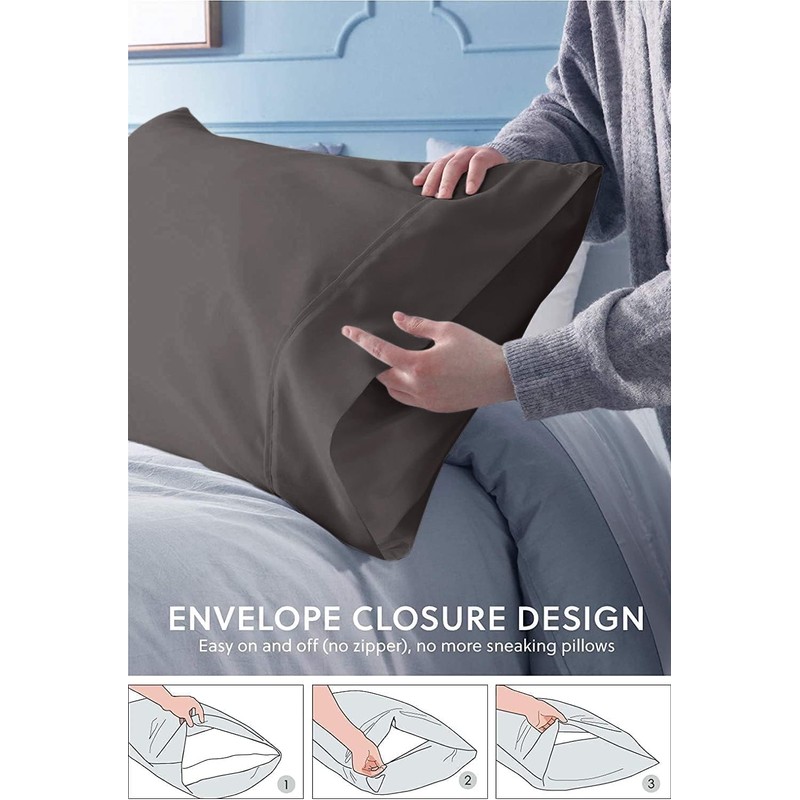 Comfort Beddings Premium Quality Grey Pillowcases 100% Cotton Blend Grey