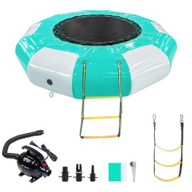 OWROMI Inflatable Water Trampoline for Lake Pool, 8.2/10/12FT Recreational Water Bouncer, Portable Bounce Swim Platform for Kids Adults Floating Rebounder