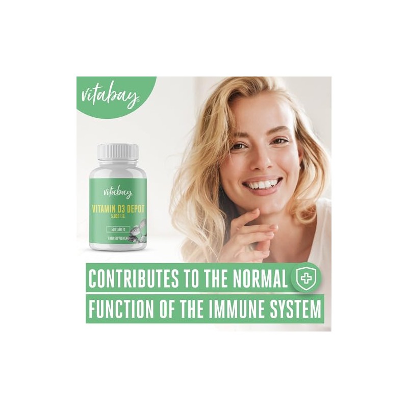 Vitabay Vitamin D3 Depot Hochdosiert 5000 IE - 500 Vegane