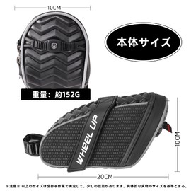 WHEEL UP Bicycle Saddle Bag Frame Bag Velcro Belt Bike Seat Bag Waterproof Large Capacity with Tail Light Hanger (Black)