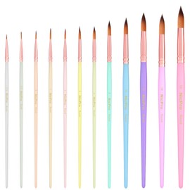 Nicpro 12pcs Watercolor Paint Brushes, Aesthetic Pastel Round Pointed Tip Paint Brush Set, Professional Soft Synthetic Squirrel Paint Brushes, Artist Painting Brushes for Watercolor, Inks, Gouache