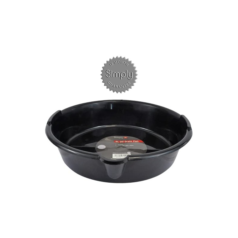 Simply Tools ODP06 Oil Drain Pan (6L), Glossy Black Thermoplastic