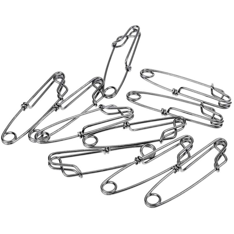 POFET 10Pcs Stainless Steel Long Line Longline Clip For Fishing