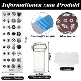 SPOKKI 10 Stück Set Nail Art Plates Stamping Stempel, Nail Template Stamping Schablone Nail Stamp und Nagelschaber Nail Stamping Kit for Nägel Maniküre