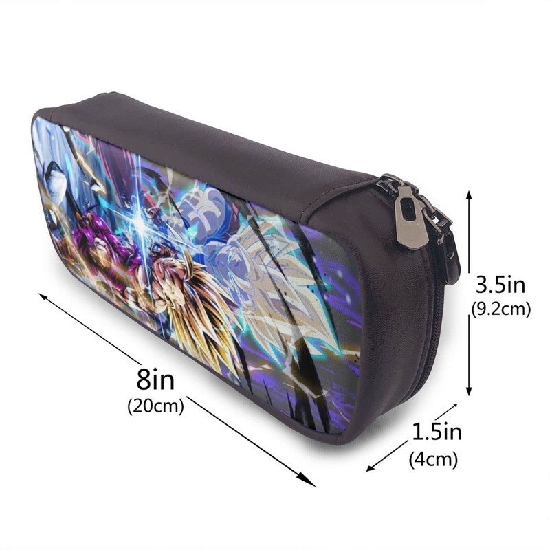 Doragonboru Pen Case, Large Capacity, Pencil Case, Multi-functional, Stylish, Leather,