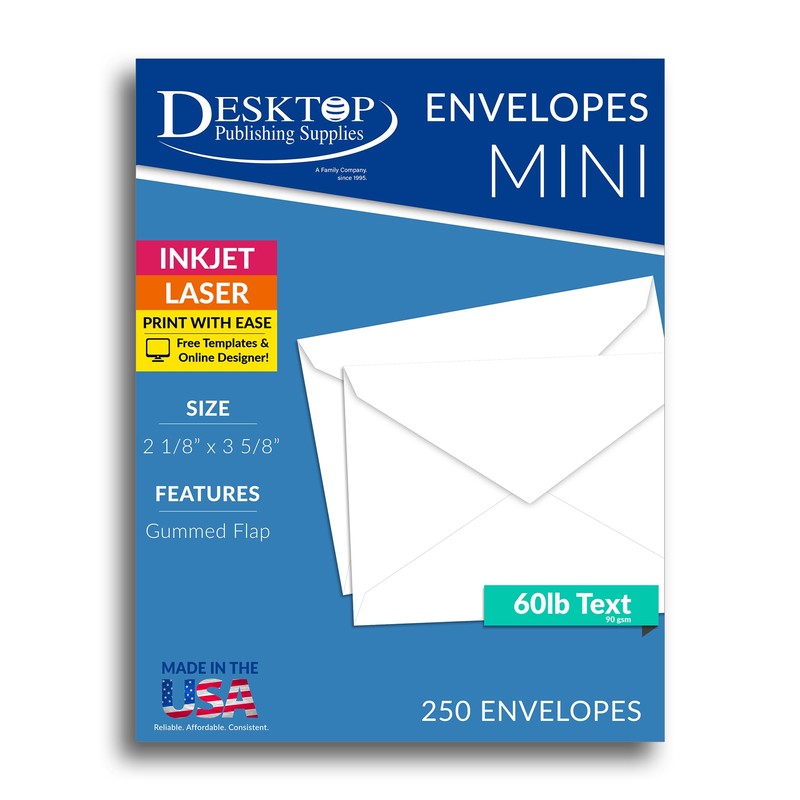 Business card size envelopes 2 1/8 x 3 5/8" -