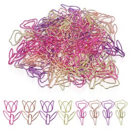 64 Pcs Cute Flower Shaped Big Paper Clips Large Paperclips Tulip Paper Clips Jumbo Smooth for Office Supplies Manganese Steel Giant Paperclip Colored Paperclips for School Teacher Rustproof Durable