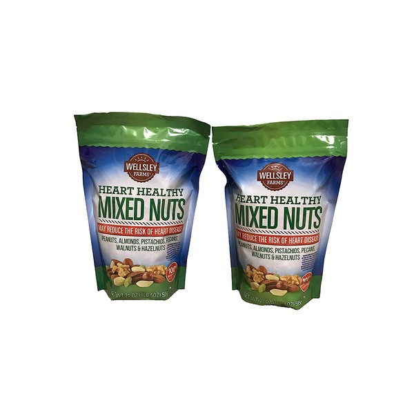 Wellsley Farms Heart Healthy Mixed Nuts, 21 Ounce (Pack of 2)