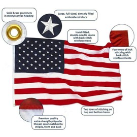NALELI American Flag 3x5 FT Outdoor - Heavy duty US Flag, Made of Nylon, Embroidered Stars, Sewn Stripes and Brass Grommets come with 6 small american flags and one flag stand.