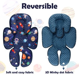 SWESEN Baby Car Seat Head & Body Support, Infant Carseat Insert, Newborn Headrest Cushion for Strollers, Bouncers, Swing, Space Planet