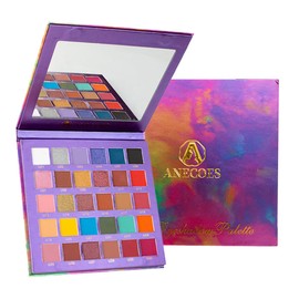 ANECOES Rainbow Eyeshadow Palette 30 Colors Professional Makeup Matte Shimmer Eyeshadow Palette - Ultra Pigmented Glitter Eyeshadow Powder Bright Vibrant Colors Shades Cosmetics Set