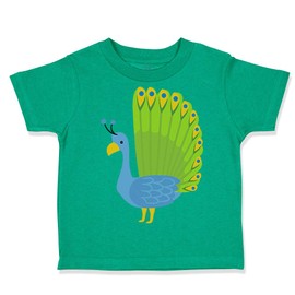 Toddler T-Shirt Zoo Peacock Spread Tail Zoo Funny Cotton Colorful Peacock Boy & Girl Clothes Zoo Baby Funny Tee Kelly Green Design Only 3T