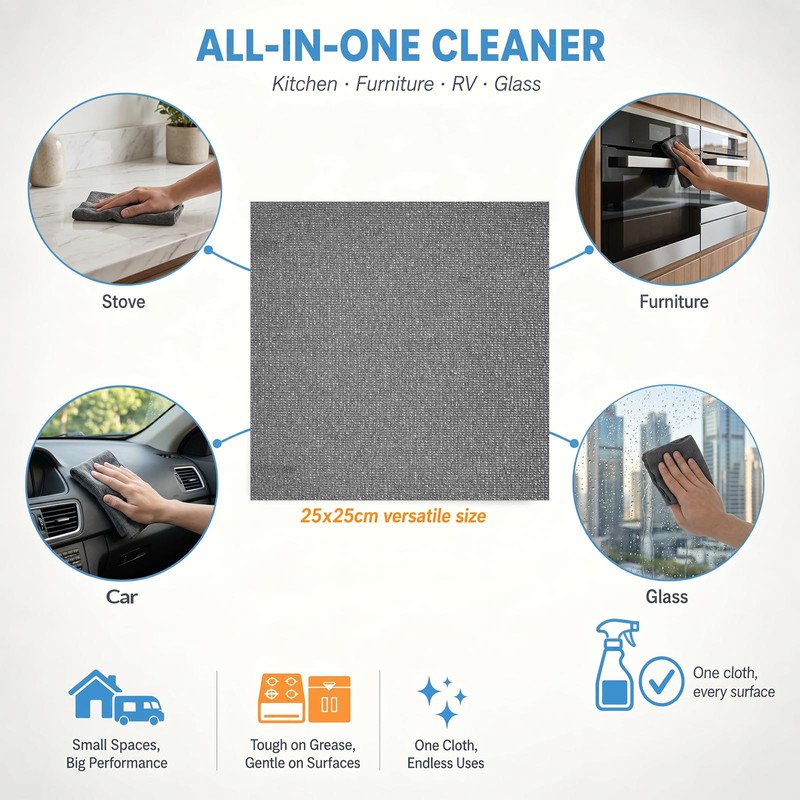 Anihet Microfiber Cleaning Cloths Roll, 50 Tear-Away Sheets Lint-Free &