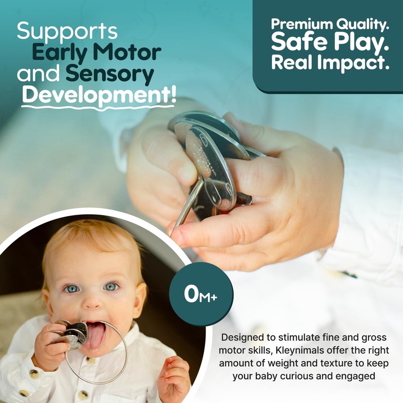 Made in USA Stainless Steel Toy Keys, Baby Rattle, Teether