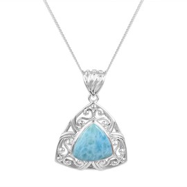 Ravishing Impressions Natürlicher Halskette mit Anhänger in Billionenform aus Larimar und Sterlingsilber, Schmuck aus natürlichem Edelstein