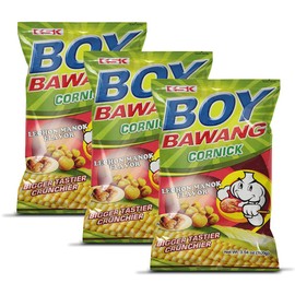 Boy Bawang Cornick, Lechon Manok - Crispy Tasty & Gluten-Free Corn Nuts 3.54 ounces (100g), 3 Pack