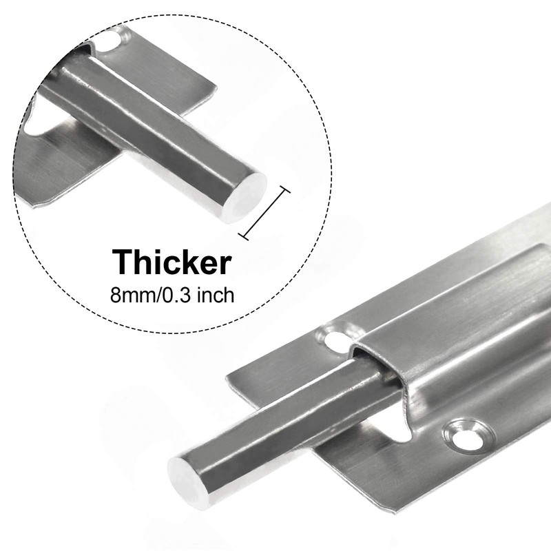 LDEXIN 2Pcs Door Security Slide Latch Lock, 4 inch/100mm Heavy