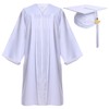 Newrara Matte Graduation Gown Cap Tassel Set (51FF(5'6"-5'8"), White)
