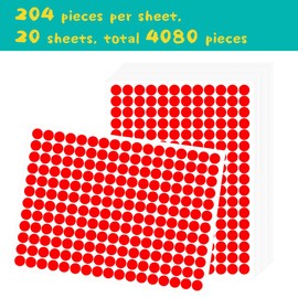 KALYRON 4080 pcs Red Dot Stickers 10 mm Round Red Coding Labels Premium Quality for Pricing, Organization & Classroom Use Bulk Pack for Teachers, Retail & Office Supplies