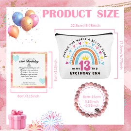 13th Birthday Gifts for Girls - Sweet Gifts for 13 Year Olds Girls Birthday Makeup Bag Bracelet Cotton Socks Sweet Presents for Age 13 Sister Daughter Granddaughter Niece Best Friend