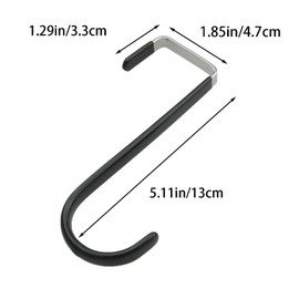 WELWIK 2PCS 5 Inch Black Rubber Coated Heavy Duty Metal Over Door Hook Z Hook Non Punch Clothes Hook Non Slip Single Hook for Hanging Clothes Kitchen Utensils Decoration