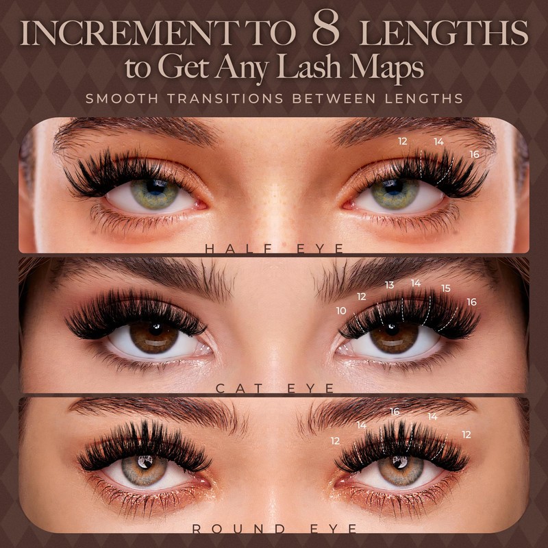 LASHVIEW Cluster Lashes D Curl Volume Eyelash Clusters 9-16mm Mix