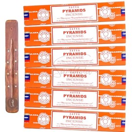 Satya Nag Champa Pyramids Incense Sticks | x6 pack | with SAMASIA incense sticks holder | Used for Aromatherapy, Spa, Yoga, Weddings, Meditation, Healing, Positivity and Relaxation