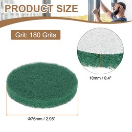 sourcing map 6pcs Scrubber Scouring Pads 180 Grits 3 Inch Drill Power Brush Hoop and Loop Surface Conditioning Disc Drill Scuffing Disc Scrub Pads for Home Kitchen Cleaning, Green