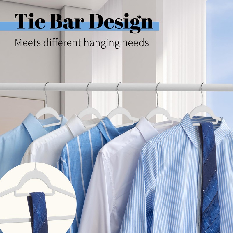 Smartor White Velvet Hangers 60 Pack, Space Saving Clothes Hangers