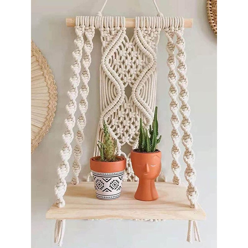 Macrame Shelf Macrame Wall Hanging Shelves Tassel Woven Macrame Wall