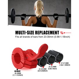 Barbell Clamps Pair of 1" inch or 2" Inch Pro Collar Adjustable Weight Bar Clips Fast Release Perfect for Pro Crossfit Strong Lifts and Olympic Fitness Training Supplies (All Red 0.98-1.18inch)