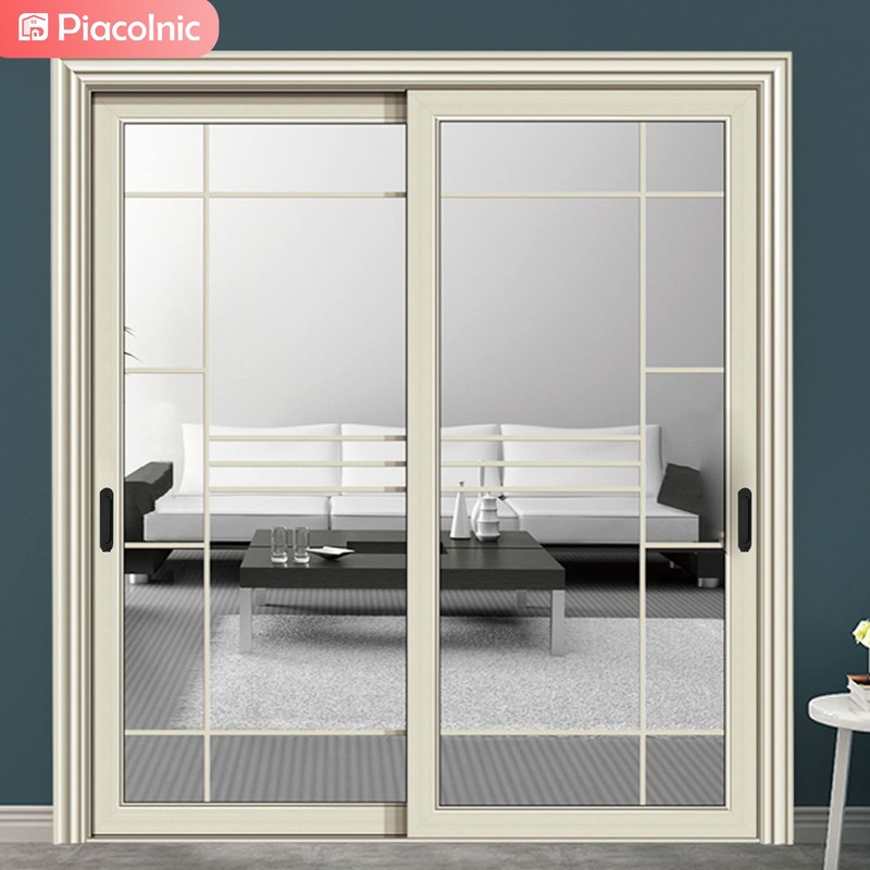 Oval Sliding Door Pulls, 2Pcs Matte Black Aluminum Alloy Flush