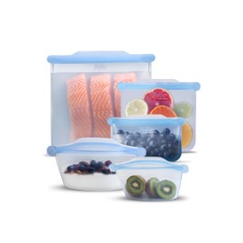 Ziploc Endurables Pouch and Containers Variety Pack, Reusable Silicone Bags and Food Storage Meal Prep Containers for Freezer, Oven, and Microwave, Dishwasher Safe, 5 Total