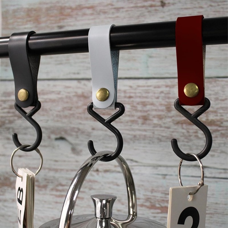 ONEBO Pack of 9 Leather S Hooks, S Hooks with