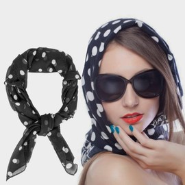 20s 50s Women's Polka Dot Scarf - 25" x 25" Retro Hair Tie Sheer Square Neck Head Scarf Vintage Neckerchief for Women