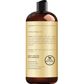Aceite de semilla de uva artesanal – 100% puro y natural – Aceite portador de grado terapéutico premium para aromaterapia, masaje, hidratación de la p