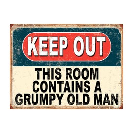 Shawprint Keep Out This Room Contains A Grumpy Old Man Funny Metal Signs Home Pub Indoor & Outdoor Garden Bar Garage Vintage Wall Plaque Gift Retro (A4)