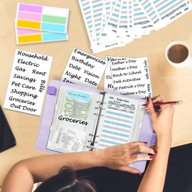 Harphia A6 Money Organiser, Budget Planner Kit, with Cash Envelopes, Budget Refill Inserts, Envelope Saving Method, Matching Stickers and Labels, 18.8 x 14.5 cm, NPNB-140F-A6-Purple, English Version