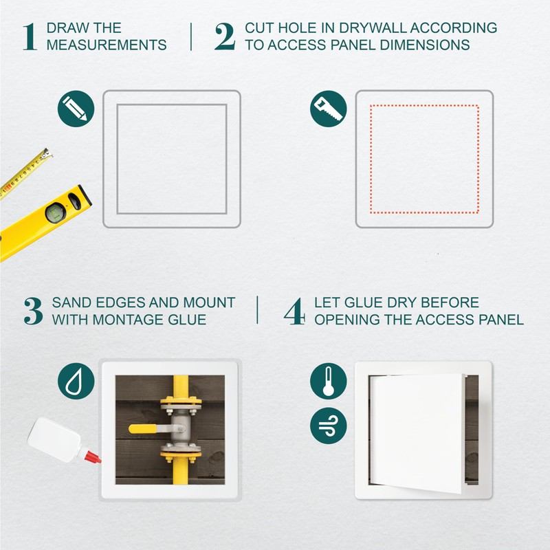 8" x 8" White Plastic Access Panel. Service Shaft Door