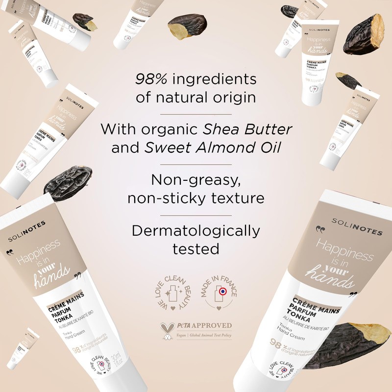 Solinotes Tonka Nourishing Hand Cream – Hydrating Moisturizer with Organic