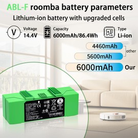 Lcenerga 6000mAh ABL-F iRobot Battery Compatible with iRobot Roomba i8 i8+ i7 i7+ i3 i3+ e5 e6 Series 3150 3158 3550 3556 3558 e5 e5150 e5152 e5154 e5158 e6 6198 e6198 7550 14.4V
