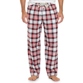 Ashford & Brooks Mens Super Soft Flannel Plaid Pajama Sleep Pants - White Stewart Plaid - Large