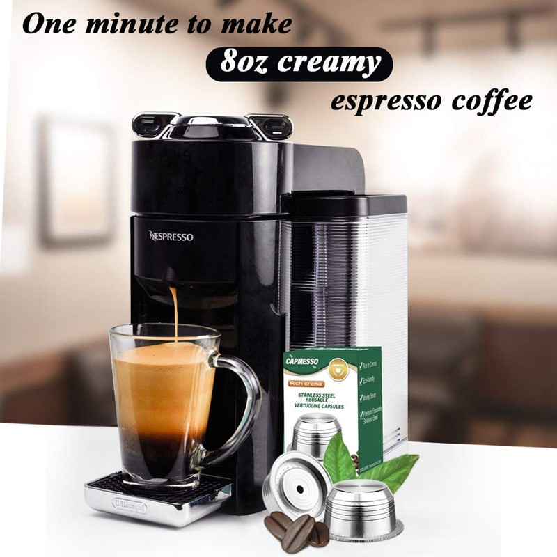 CAPMESSO Coffee Capsule, Reusable Vertuoline Pod Refillable Vertuo Capsules Stainless